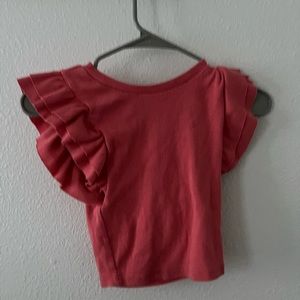 coral, ZARA, plain ruffle shirt